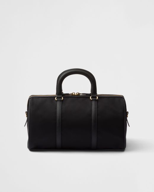 Prada Black Re-edition 1978 Medium Re-nylon And Saffiano Leather Top-handle Bag