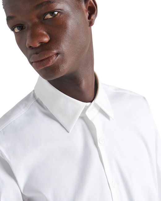 Prada White Stretch Cotton Shirt for men