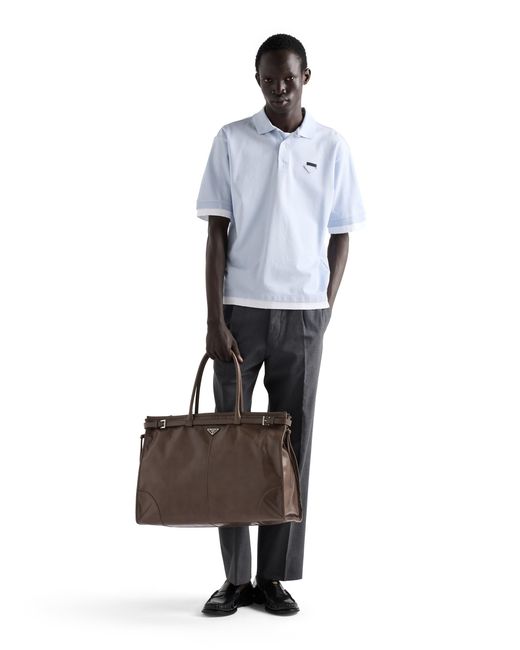 Prada Brown Bonnie Leather Tote Bag for men