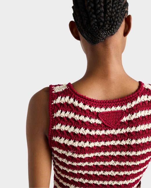 Prada Red Cotton Crochet Mini-Dress