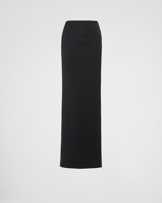 Prada Black Long Wool Satin Skirt