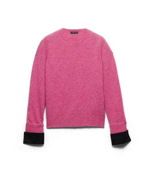 Prada Pink Shetland Wool Crew-Neck Sweater for men