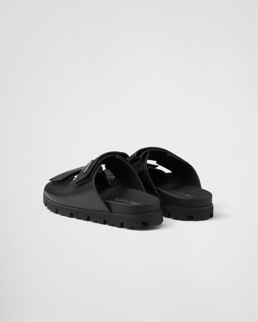 Prada Black Leather Strap Sandals, Size 5 for men