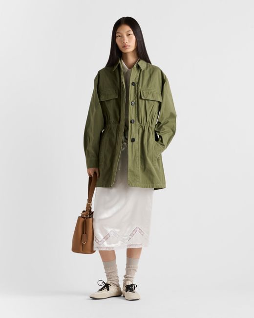 Prada Green Jacke Aus Old-Panama-Baumwolle
