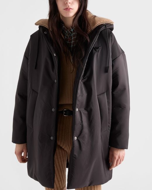 Prada Black Leichter Regenmantel Aus Re-Nylon