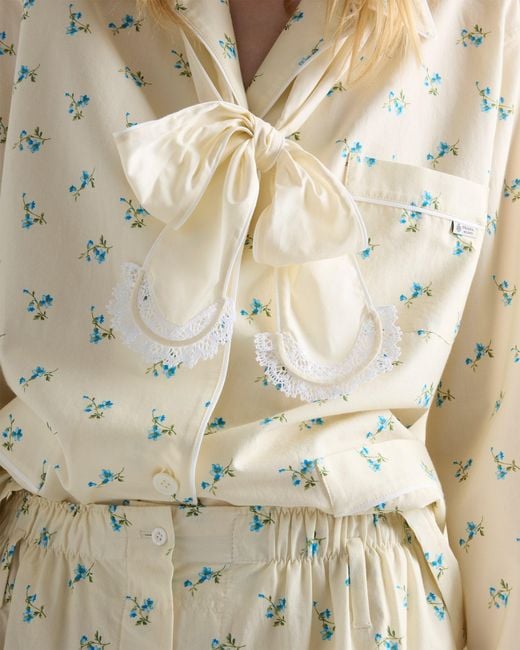 Prada White Bouquet Print Old Canvas Shirt