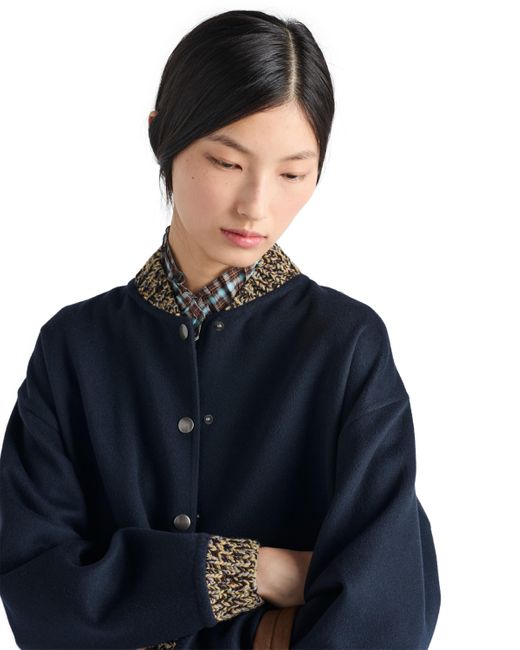 Prada Blue Wool-Cashmere Bomber Jacket