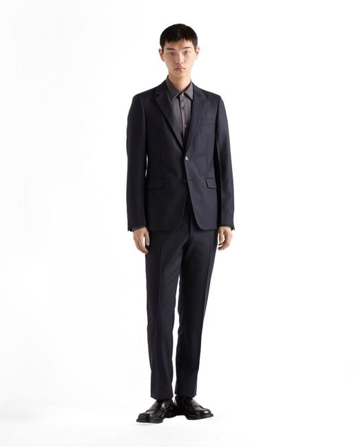 Prada Blue Single-Breasted Cashmere And Wool Suit for men