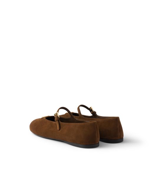 Prada Brown Suede Ballerinas