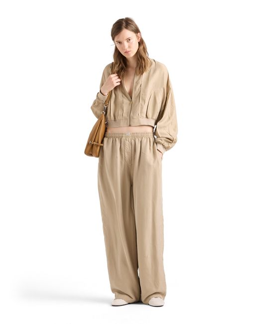 Prada Natural Old Silk Pants, Limestone