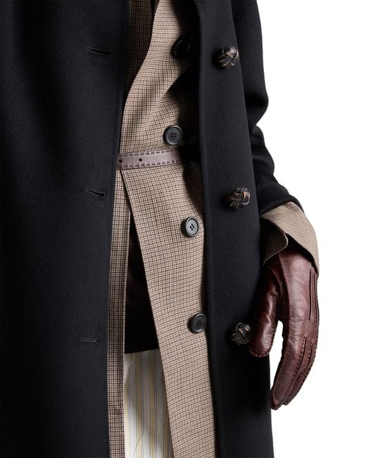 Prada Black Single-Breasted Double Cashmere And Wool Coat