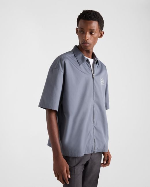 Camicia A Maniche Corte di Prada in Blue da Uomo