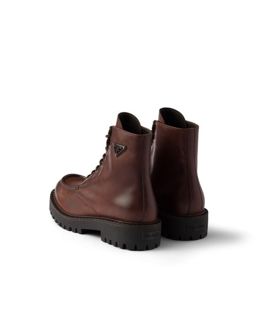Stivaletti Stringati di Prada in Brown da Uomo