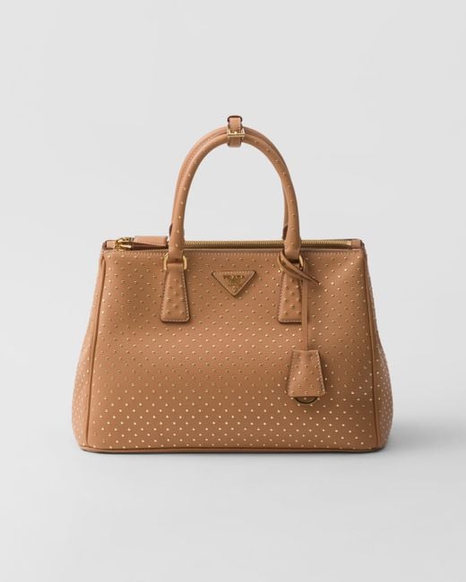 Prada Brown Large Galleria Studded Leather Bag