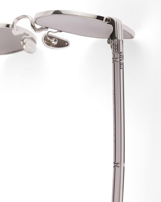 Prada Gray Sunglasses With The Iconic Metal Plaque for men