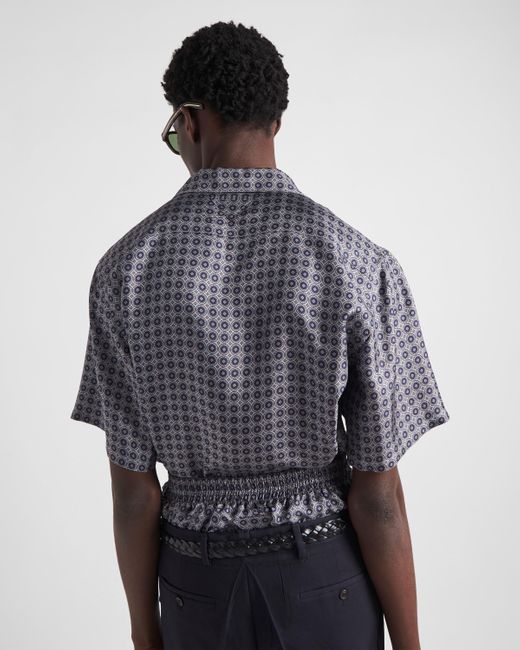 Prada Gray Short-Sleeved Silk Shirt for men