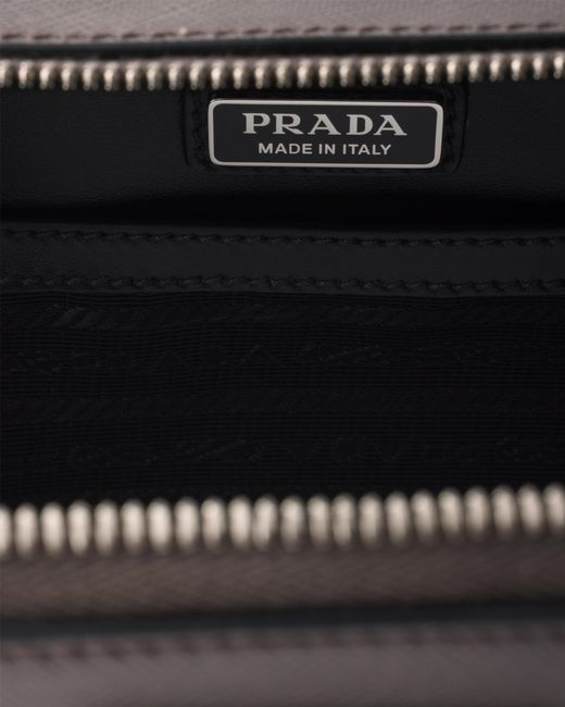 Prada Black Brique Medium Saffiano Leather Bag for men