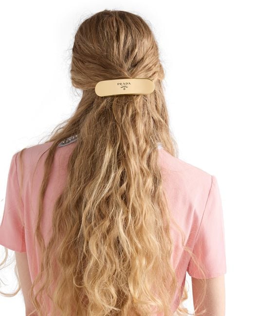 Prada White Metal Hair Clip