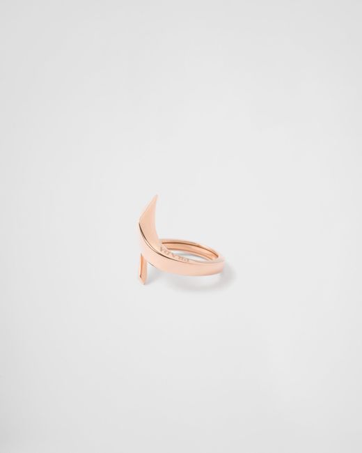 Prada White Eternal Gold Snake Mini Ring In Pink Gold