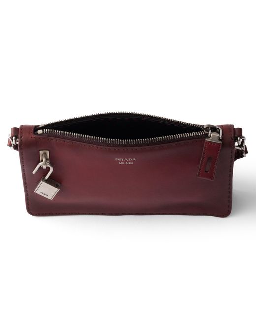 Prada Purple Antiqued Leather Pouch for men