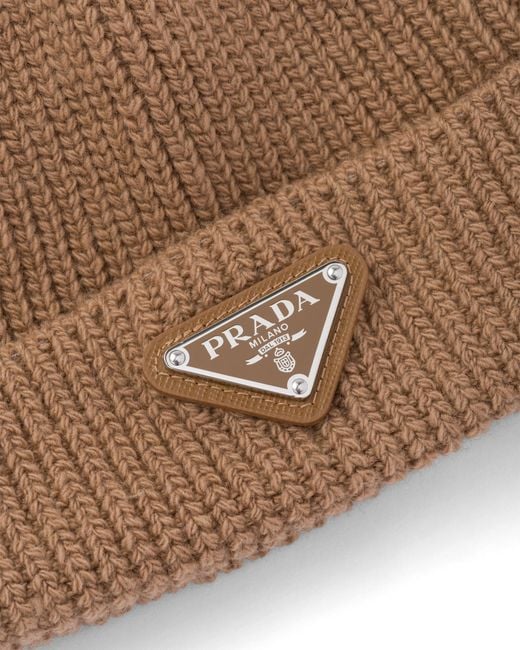 Gorro de cachemira Prada de hombre de color Brown