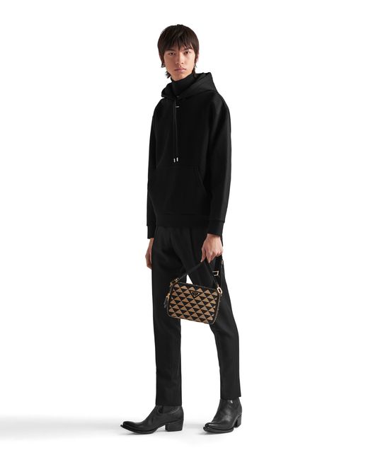 Prada Black Technical Cotton Hoodie for men