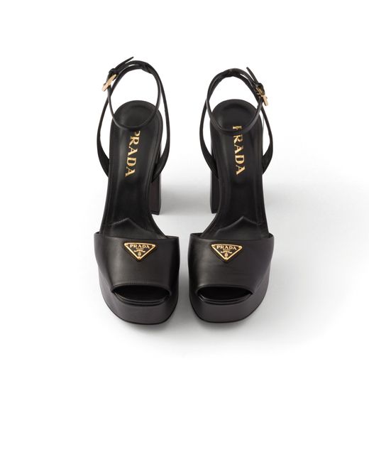 Prada Black 115Mm Leather Platform Sandals