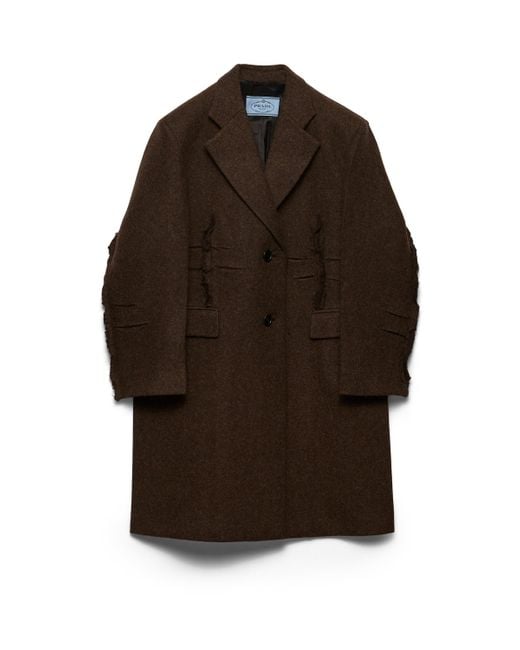 Prada Brown Single-Breasted Shetland Wool Coat