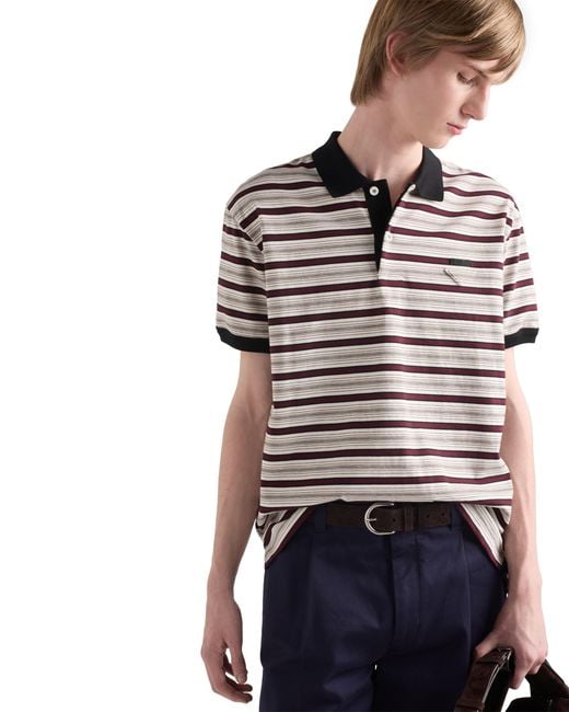 Prada White Short-Sleeved Cotton Polo Shirt for men
