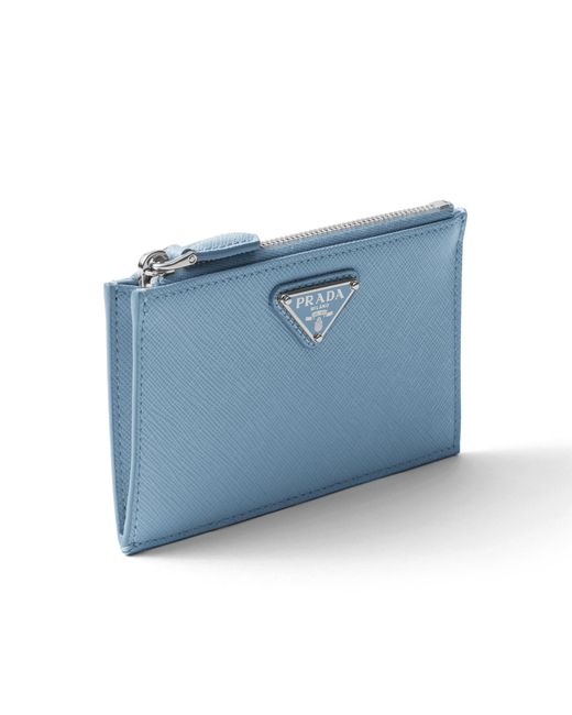 Prada Blue Saffiano Leather Card Holder