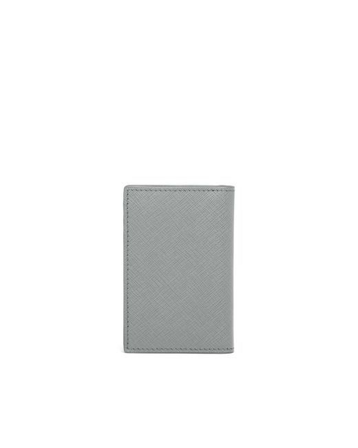 Porte-Cartes En Cuir Saffiano Prada pour homme en coloris Gray