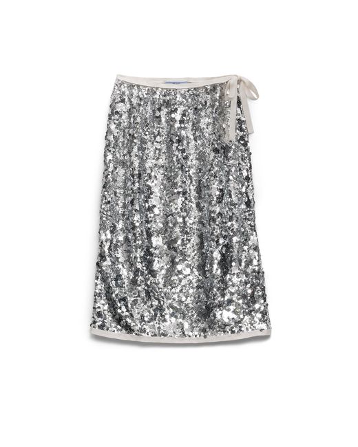 Prada Gray Embroidered Sequin Skirt