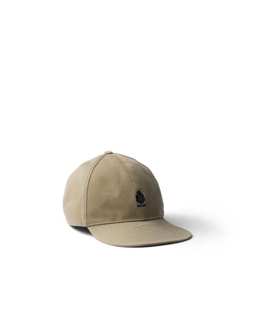Prada White Old Gabardine Baseball Cap, Khaki for men