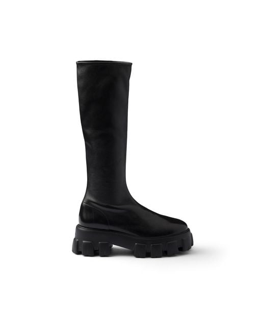 Prada Black Monolith Stetch Nappa Leather Boots