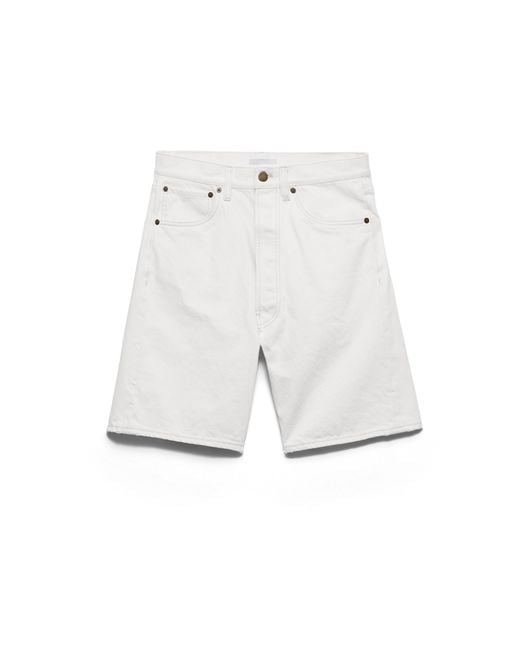 Prada White Old Denim Bermudas for men