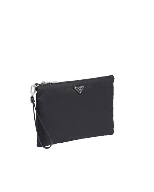 Prada Black Re-Nylon And Saffiano Leather Pouch for men