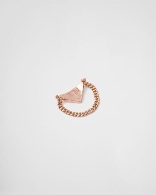 Prada White Eternal Gold Chain Ring In Pink Gold With Diamonds