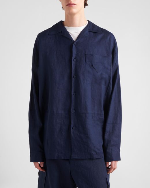 Prada Blue Linen Shirt for men