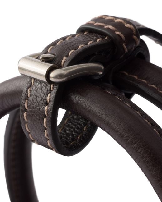 Prada Black Bonnie Small Corduroy And Leather Handbag, Ebony