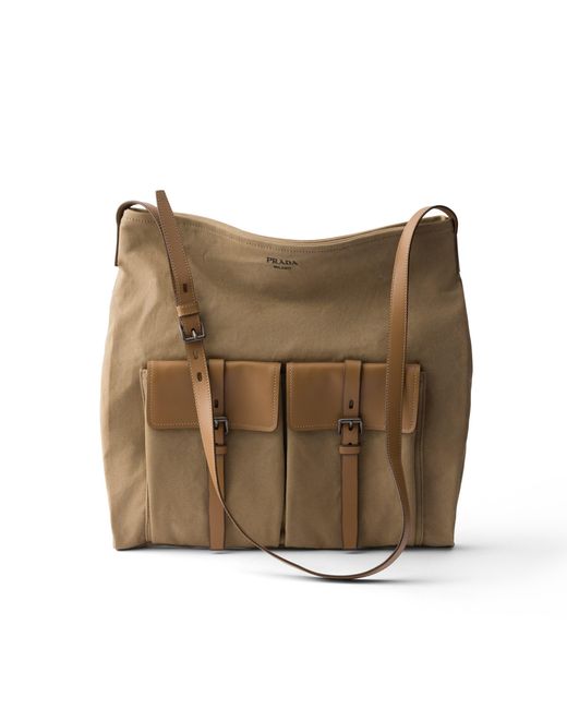 Prada Natural Route Canvas And Leather Shoulder Bag for men