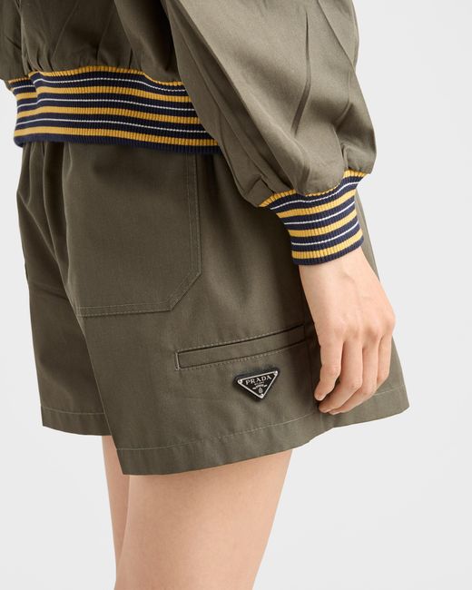 Prada Green Poplin Shorts, Forest
