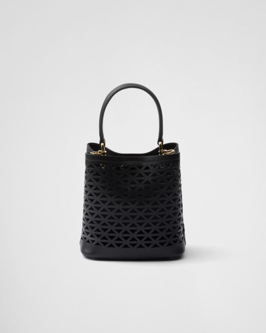 Prada Black Panier Mini Bag Aus Leder Mit Cut-Out-Motiv