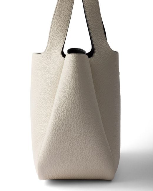 Prada White Liaison Small Leather Tote Bag