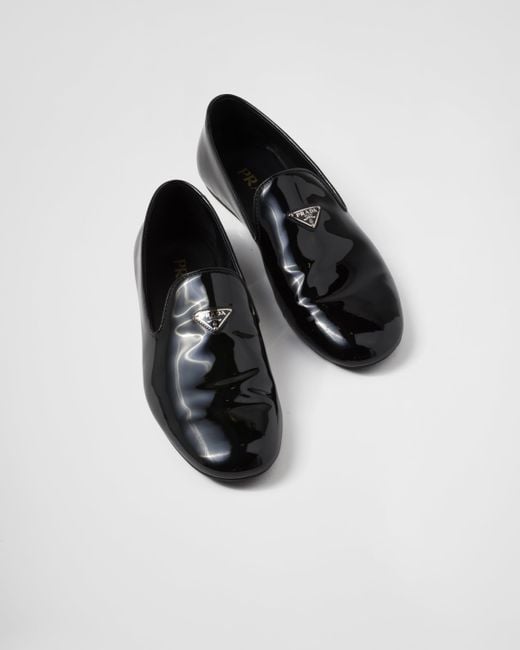 Prada Black Patent Leather Slip-on Shoes for men