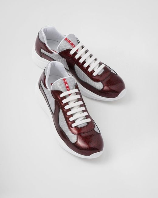Prada White America's Cup Patent Leather And Bike Fabric Sneakers for men