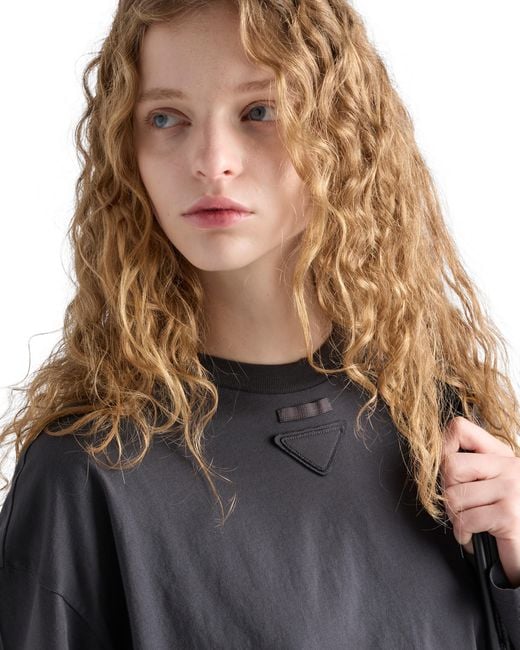 Prada Blue Long-Sleeved Jersey T-Shirt