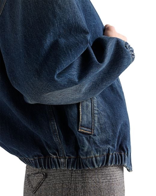 Prada Blue Washed Denim Blouson Jacket