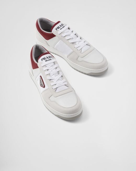 Prada White Downtown Re-nylon Sneakers for men