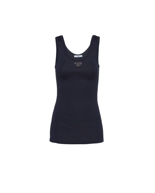 Prada Blue Ribbed Triangle Tank Top