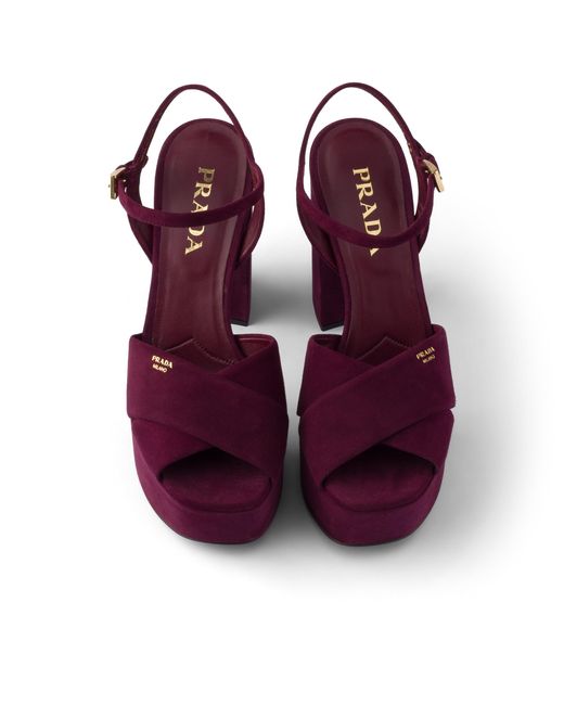 Prada Purple Suede Platform Sandals